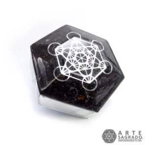 Amuleto reflejante orgón de Arcángel Metatrón con Shungita y Obsidiana negra