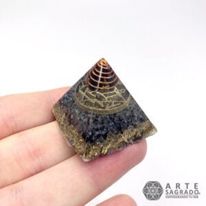 Mini orgonita pirámide Géminis cuarzo cuarzo Labradorita y Obsidiana