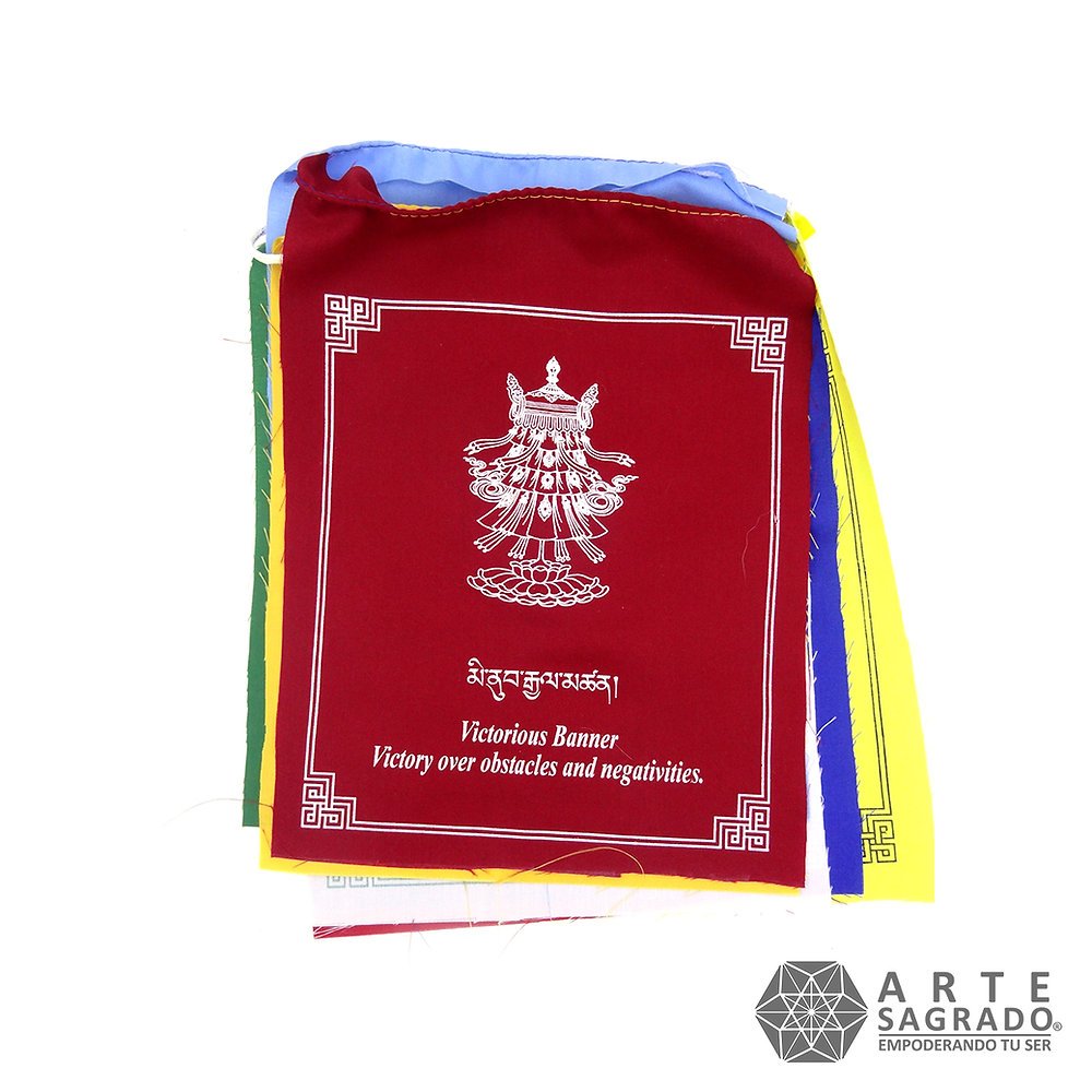 Banderas Tibetanas de Oración – 8 Signos Auspiciosos. - Arte Sagrado