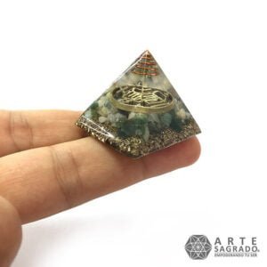 Mini orgonita pirámide Virgo cuarzo Amazonita y Ágata Musgosa