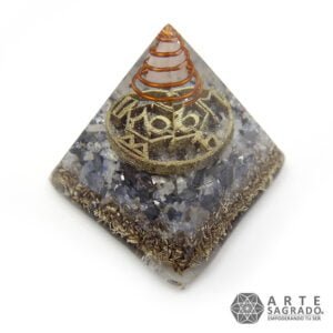 Mini orgonita pirámide Capricornio cuarzo Piedra Luna y Hematita