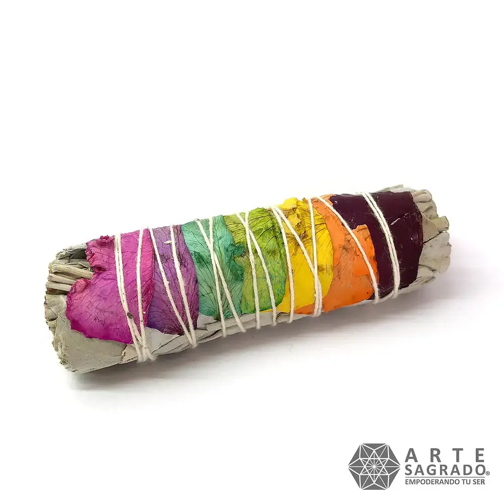 Atado de Salvia Blanca con Pétalos 7 Chakras por Arte Sagrado