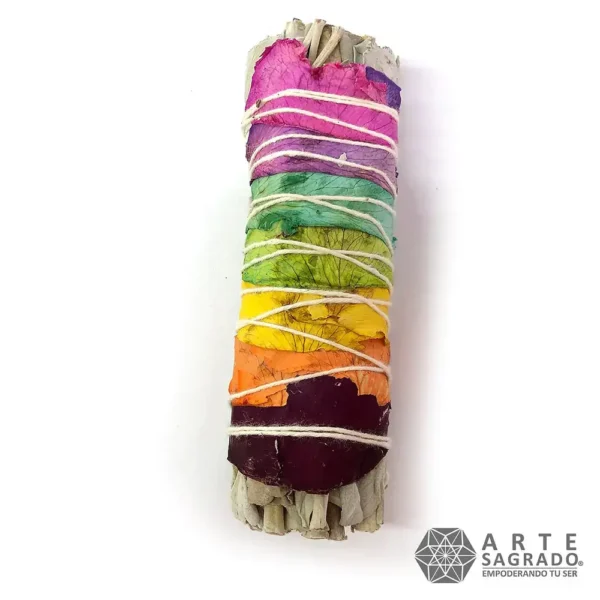 Atado de Salvia Blanca con Pétalos 7 Chakras por Arte Sagrado