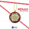 Promo de hasta 40% de descuento en el Collar Orgón Vector en Equilibrio con Jaspe Rojo con cadena de acero inoxidable sobre fondo blanco