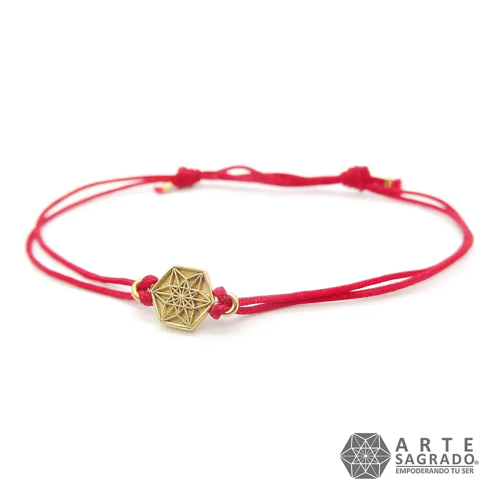 Pulsera hilo rojo con Vector en Equilibrio en Chapa de Oro de 18k o plata 0.925 por Arte Sagrado