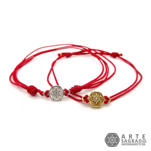 Pulsera hilo rojo con Vector en Equilibrio en Chapa de Oro de 18k o plata 0.925 por Arte Sagrado