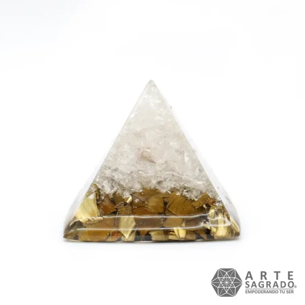 Mini Piramide Orgonita Equinoccios con Cuarzo Cristal