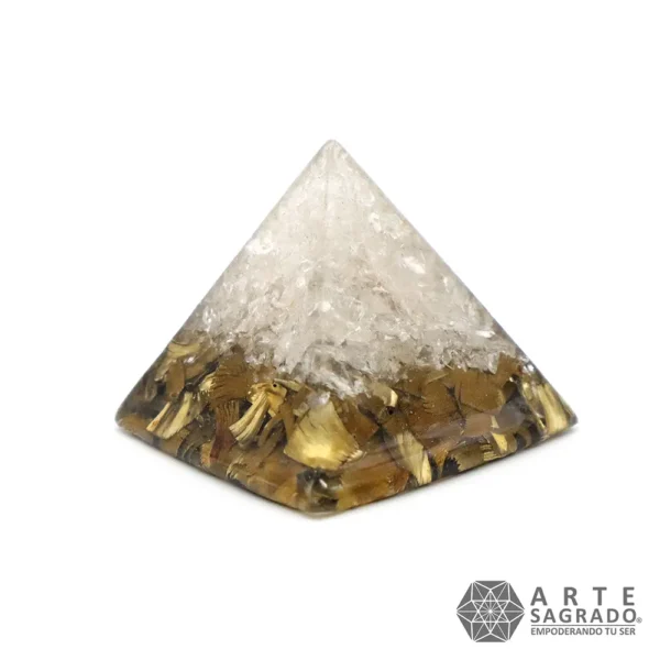 Mini Piramide Orgonita Equinoccios con Cuarzo Cristal