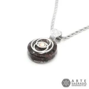 Collar Micro Orgón Vesica Piscis en Plata 0.925 con Granate y Swarovski