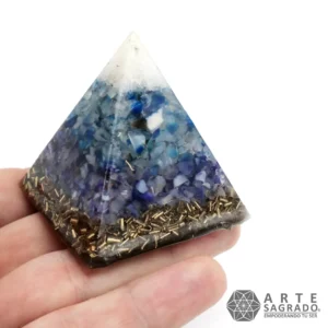 Pirámide Orgonita Chica Flor de Loto con Ágatas