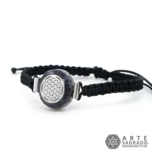 Pulsera Micro Orgón Flor de la Vida en Plata 0.925 con Aventurina Azul