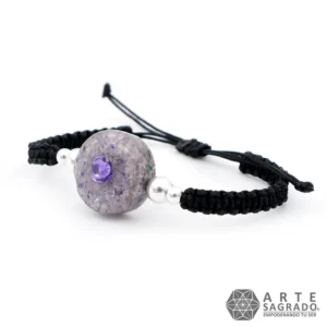 Pulsera Micro Orgón Ágata Morada y Amatista con Swarovski