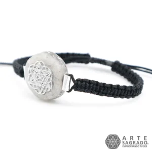 Pulsera Micro Orgón Merkabah en Plata 0.925 con Piedra Luna y Perla