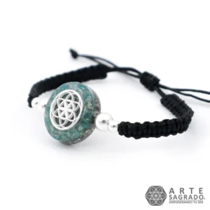 Pulsera Micro Orgón Semilla de la Vida en Plata 0.925 con Apatito Azul