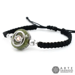 Pulsera Micro Orgón Vesica Piscis en Plata 0.925 con Jade Imperial y Swarovski