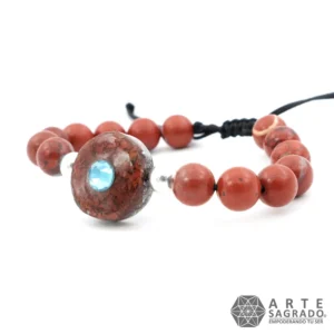 Pulsera Micro Orgón con cuentas de Jaspe Rojo y Jaspe Rojo con Swarovski