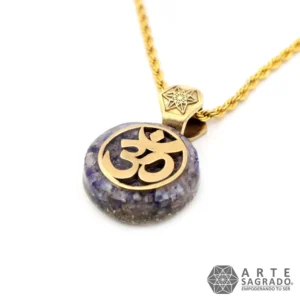 Collar Micro Orgón Ohm en Chapa de Oro de 14K con Ágata Morada y Amatista