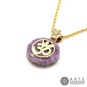 Collar Micro Orgón Ohm en Chapa de Oro de 14K con Phosphosiderite