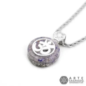 Collar Micro Orgón Ohm en Plata 0.925 con Ágata Morada y Amatista