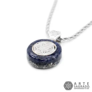 Collar Micro Orgón Vector en Equilibrio en Plata 0.925 con Aventurina Azul