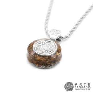 Collar Micro Orgón Vector en Equilibrio en Plata 0.925 con Ojo de Tigre