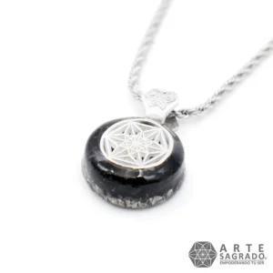 Collar Micro Orgón Vector en Equilibrio en Plata 0.925 con Turmalina Negra