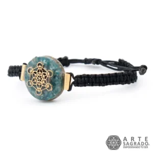Pulsera Micro Orgón Arcángel Metatrón en Chapa de Oro de 14K con Apatito Azul