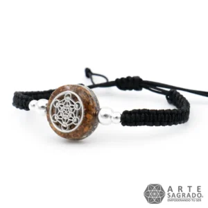 Pulsera Micro Orgón Cubo Metatrón en Plata 0.925 con Ojo de Tigre