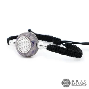 Pulsera Micro Orgón Flor de la Vida en Plata 0.925 con Ágata Morada y Amatista