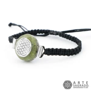 Pulsera Micro Orgon Flor de la Vida en Plata 0.925 con Jade Imperial