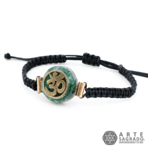 Pulsera Micro Orgón Ohm en Chapa de Oro de 14K con Malaquita