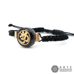 Pulsera Micro Orgón Ohm en Chapa de Oro de 14K con Turmalina Negra
