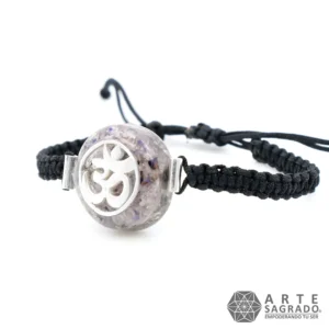 Pulsera Micro Orgón Ohm en Plata 0.925 con Amatista y Ágata Morada