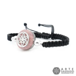 Pulsera Micro Orgón Semilla de la Vida en Plata 0.925 con Rodocrosita