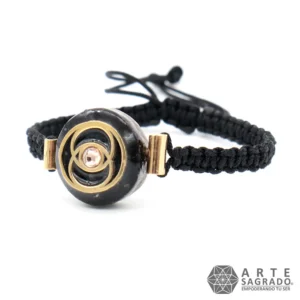 Pulsera Micro Orgón Vesica Piscis en Chapa de Oro de 14K con Turmalina Negra y Swarovski