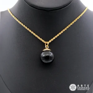 Collar Micro Orgón Esfera Turmalina Negra