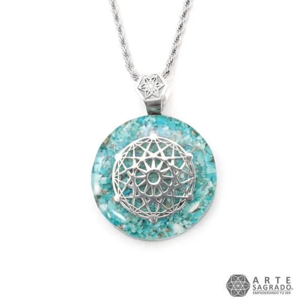 Collar-Mini-Orgon-Rueda-de-la-Vida-en-Plata-0.925-con-Turquesa