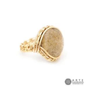 Anillo Micro Orgón de Alambrismo de Cobre Chapado en Oro de 14K con cuarzo a elegir