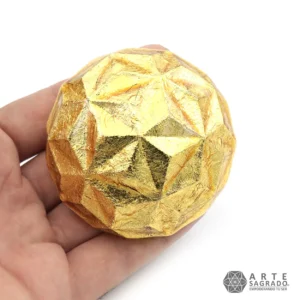 Domo Mini Orgón Flor de la Vida Energética con Shungita, Pirita y Obsidiana y Hoja de Oro Amarillo